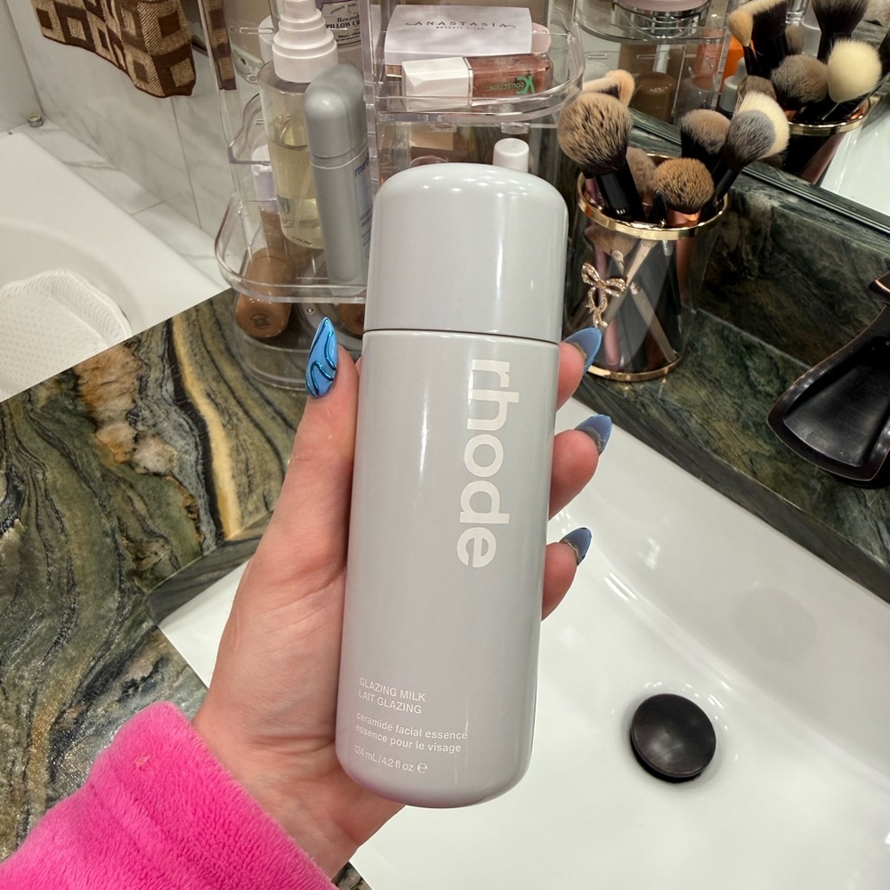 RHODE Glazing Milk Facial Essence — Light Gray Bottle